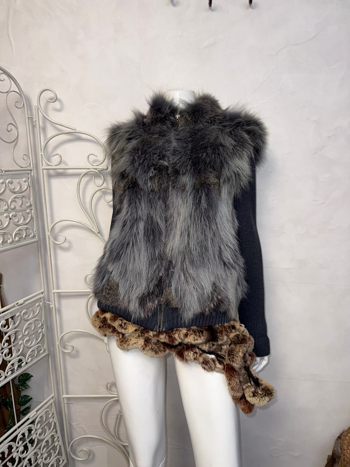 Ash gray fox fur knit zipup 상품이미지4