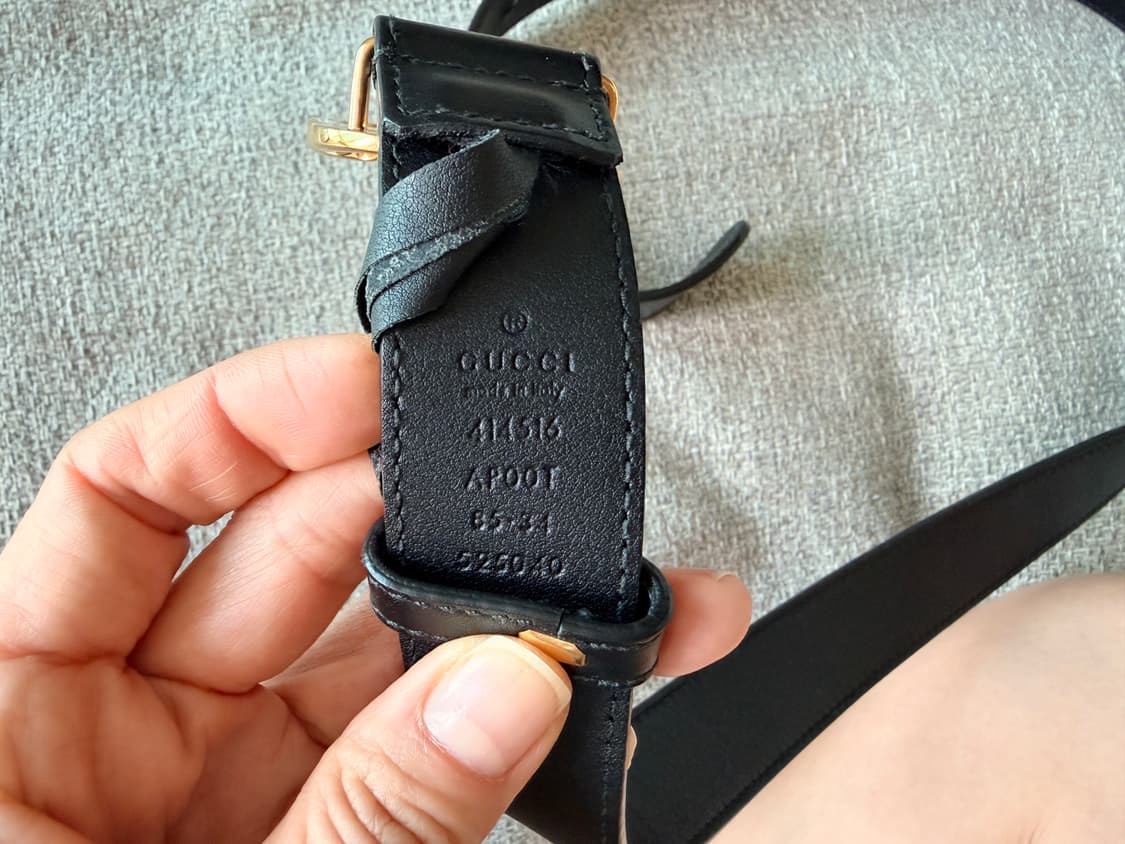 구찌 GG 마몽 블랙레더벨트 금장 414516 AP00T 상품이미지2