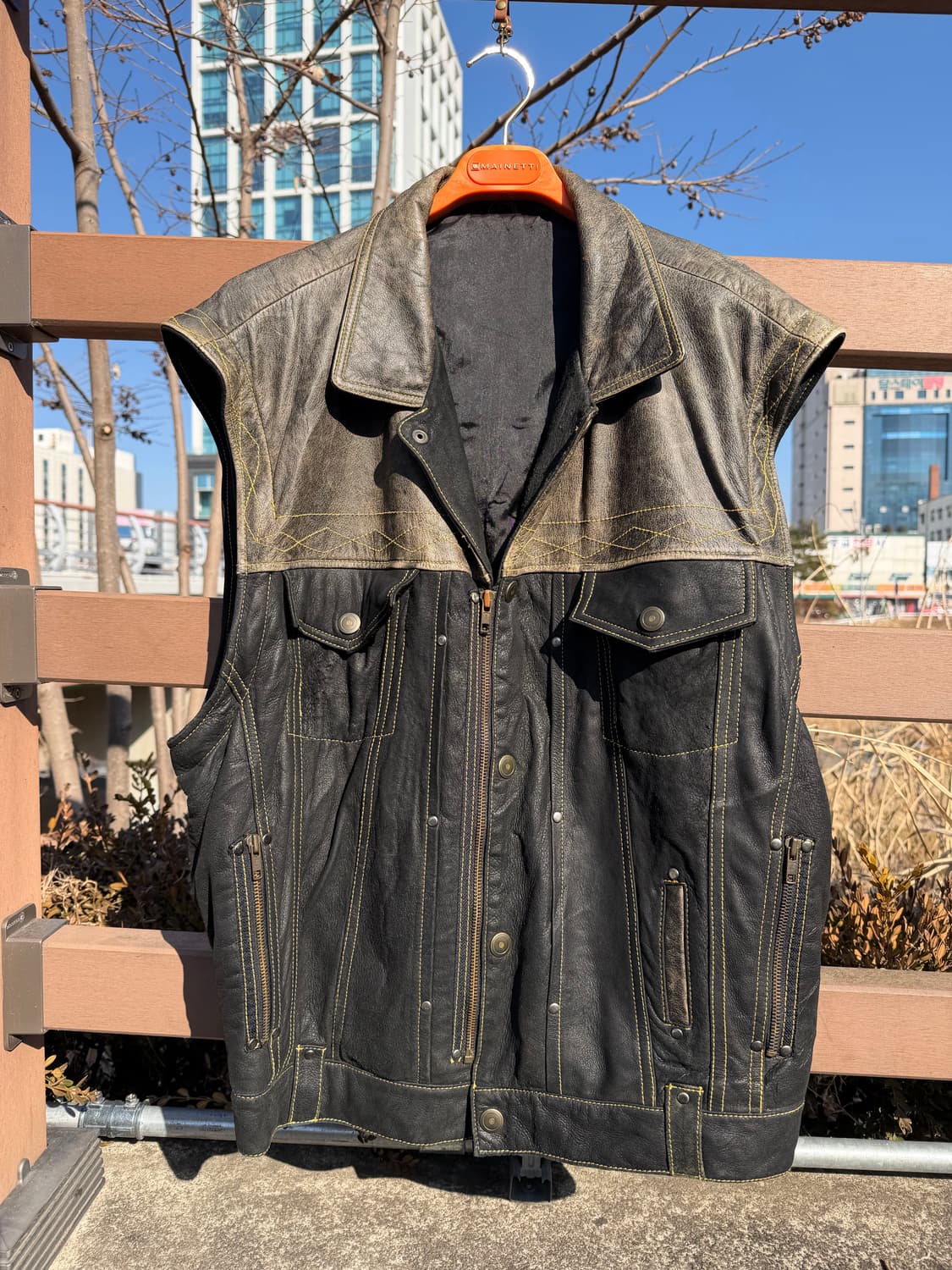 80s 90s leather jacket 웨스턴 트러커 가죽 자켓 상품이미지3