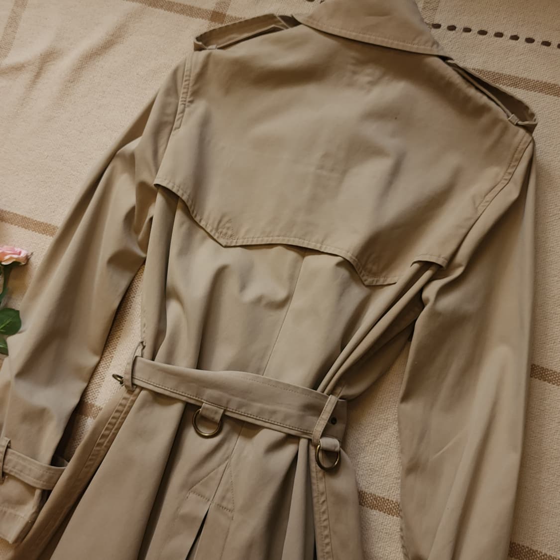폴로 랄프로렌 여성용 베이지 더블 트렌치 코트 M 상품이미지7