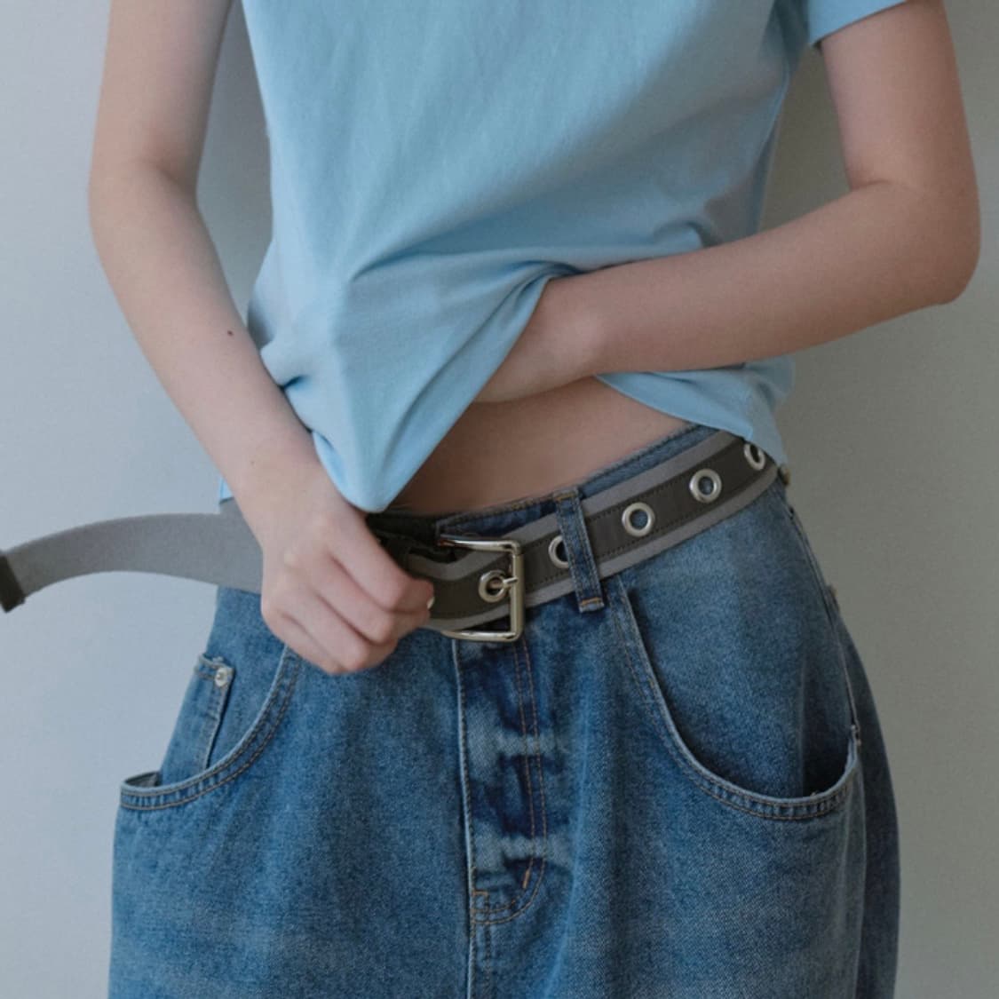 노컨텐츠 벨트 그레이 Buckle belt_Grey 상품이미지1