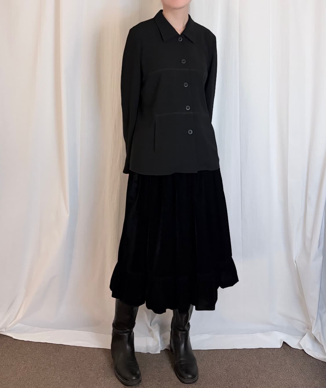 Stitch Detail Shirt Jacket – Black 상품이미지3