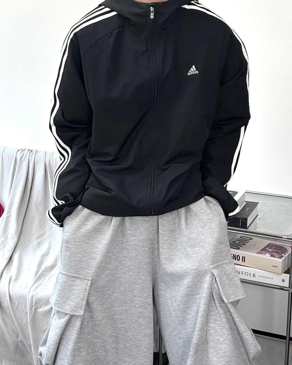 아디다스 블랙 화이트 바람막이 110 상품이미지1
