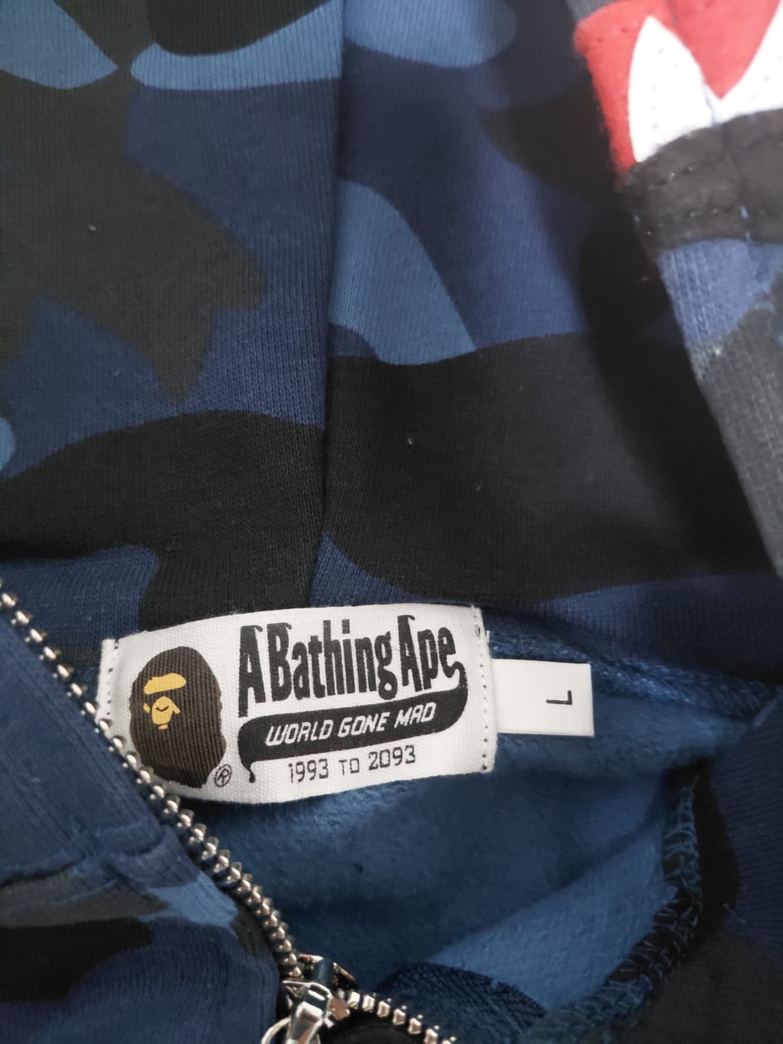 베이프 샤크후드집업 청계 정품 l사이즈 상품이미지3