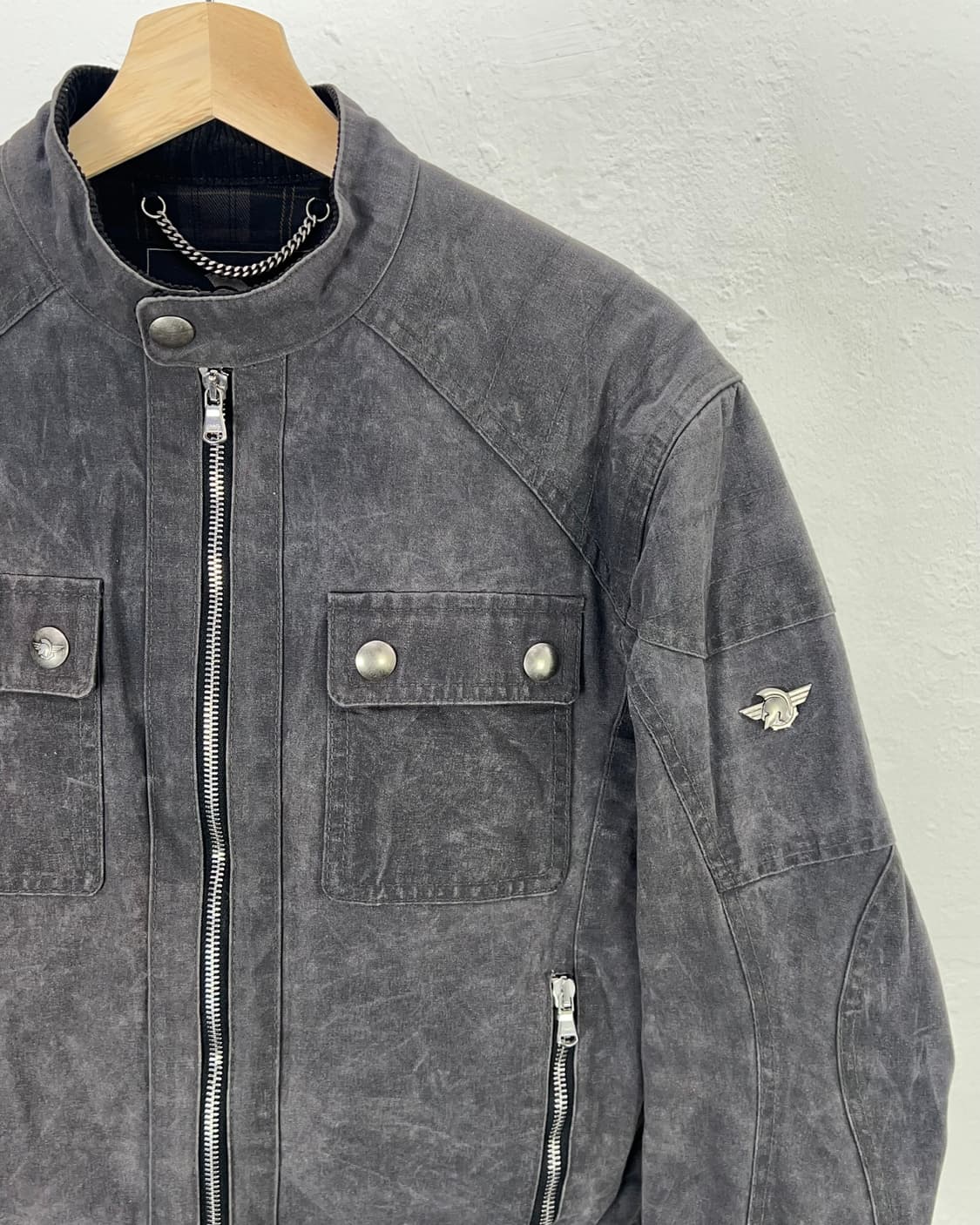 모런지 차콜 그레이 뷰보트 왁스 플레이 라이더 자켓 상품이미지3