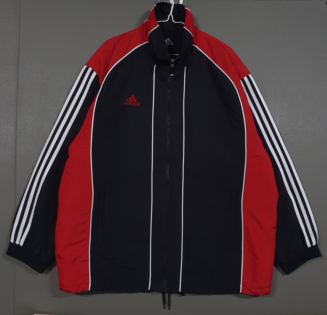 실측 3XL) 아디다스 올드스쿨 EQT PA 배색 삼선 누빔 점퍼 오버핏 상품이미지1