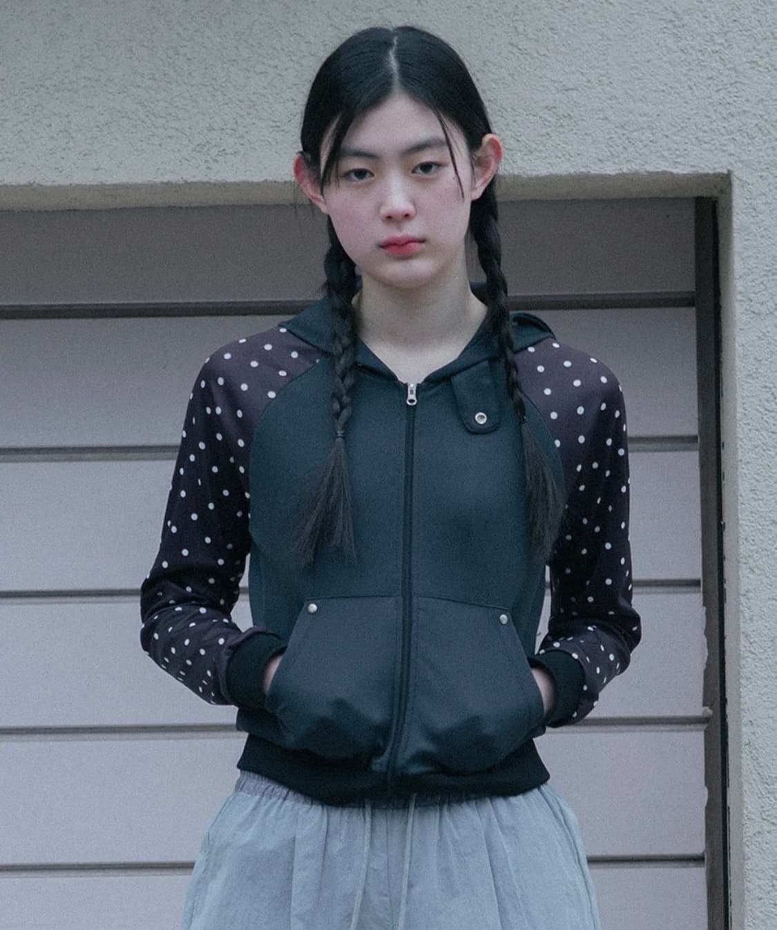 오헤시오 도트 투톤 집업 져지 차콜 상품이미지1