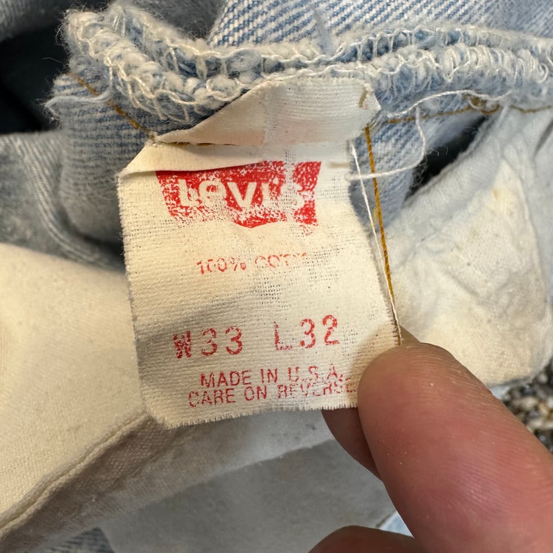 90s 리바이스 501 블리치 워싱 데님 made in USA (32) 상품이미지6