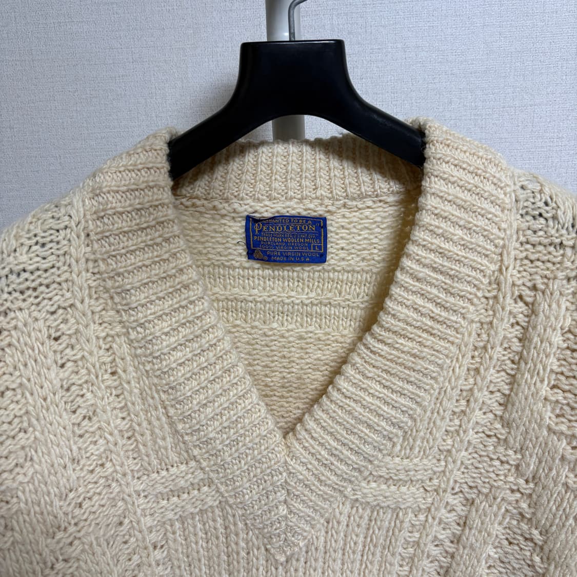 펜들턴 Made in USA 퓨어 버진 울 피셔맨 니트 / 베이지, L 상품이미지4