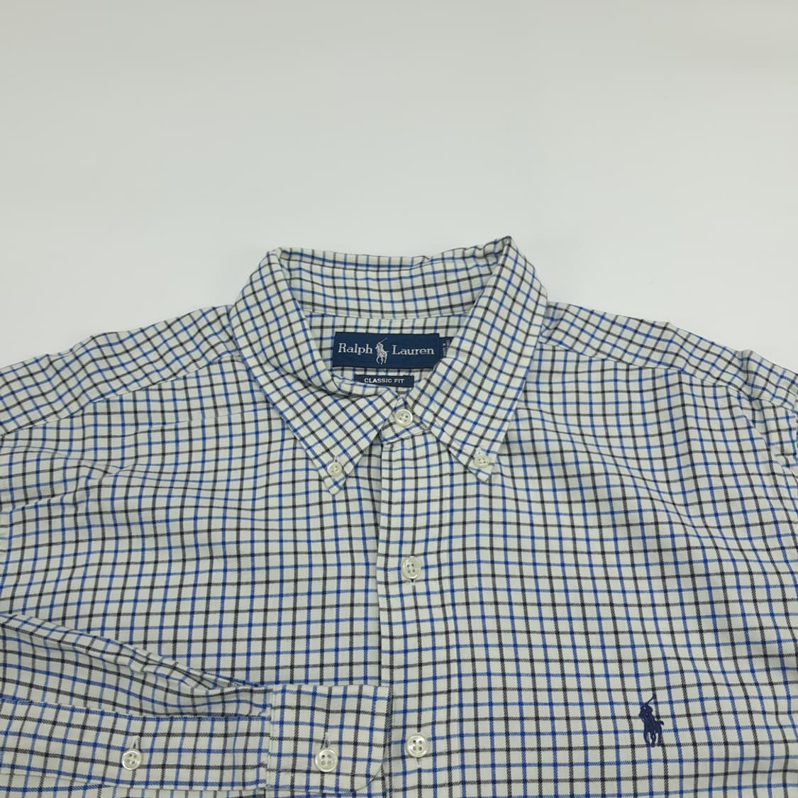 Co891 XL 폴로 랄프로렌 블루블랙 마이크로체크 긴팔 셔츠 남방 상품이미지3