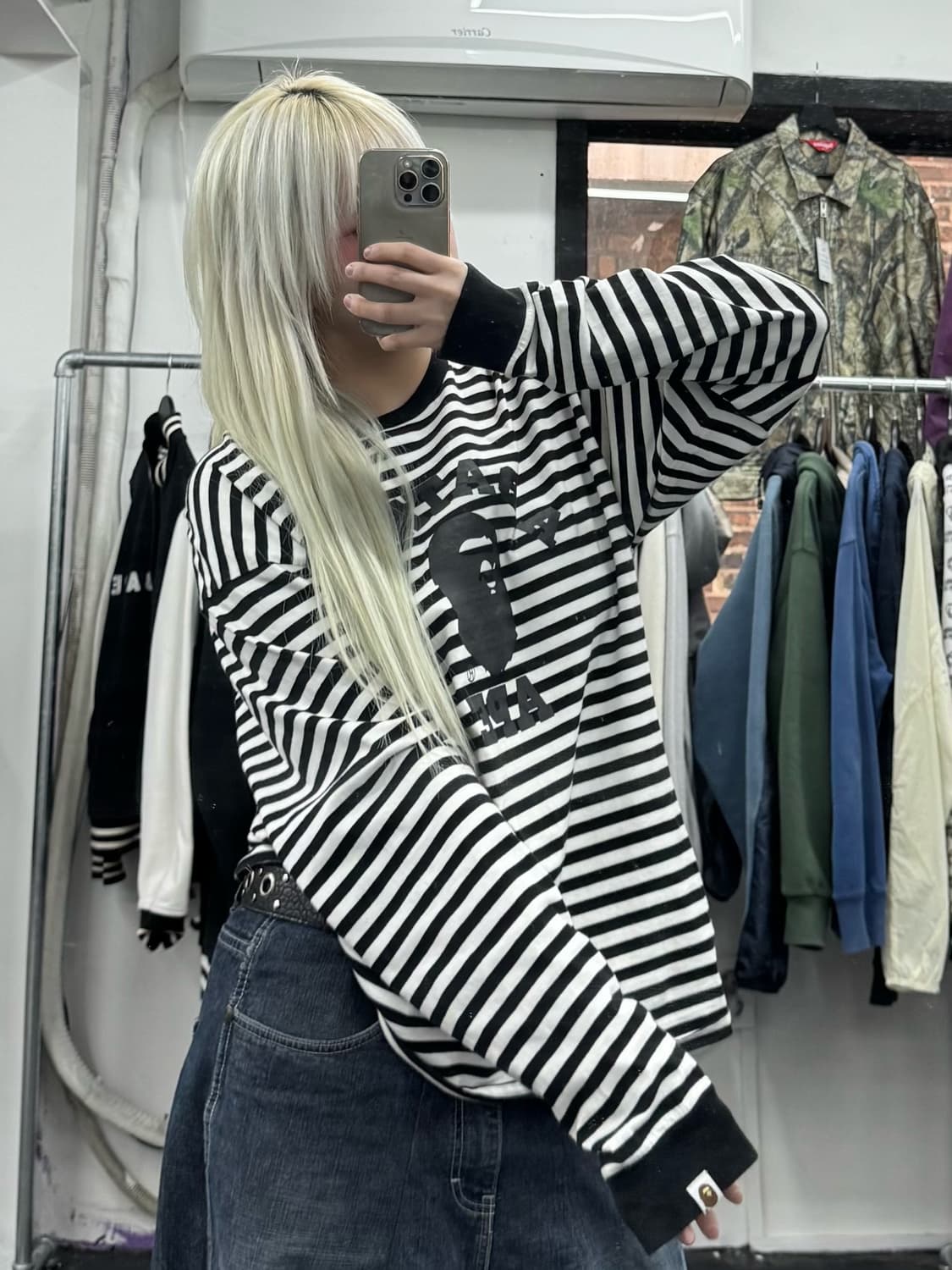 베이프 스트라이프 컬리지 롱슬리브 상품이미지2