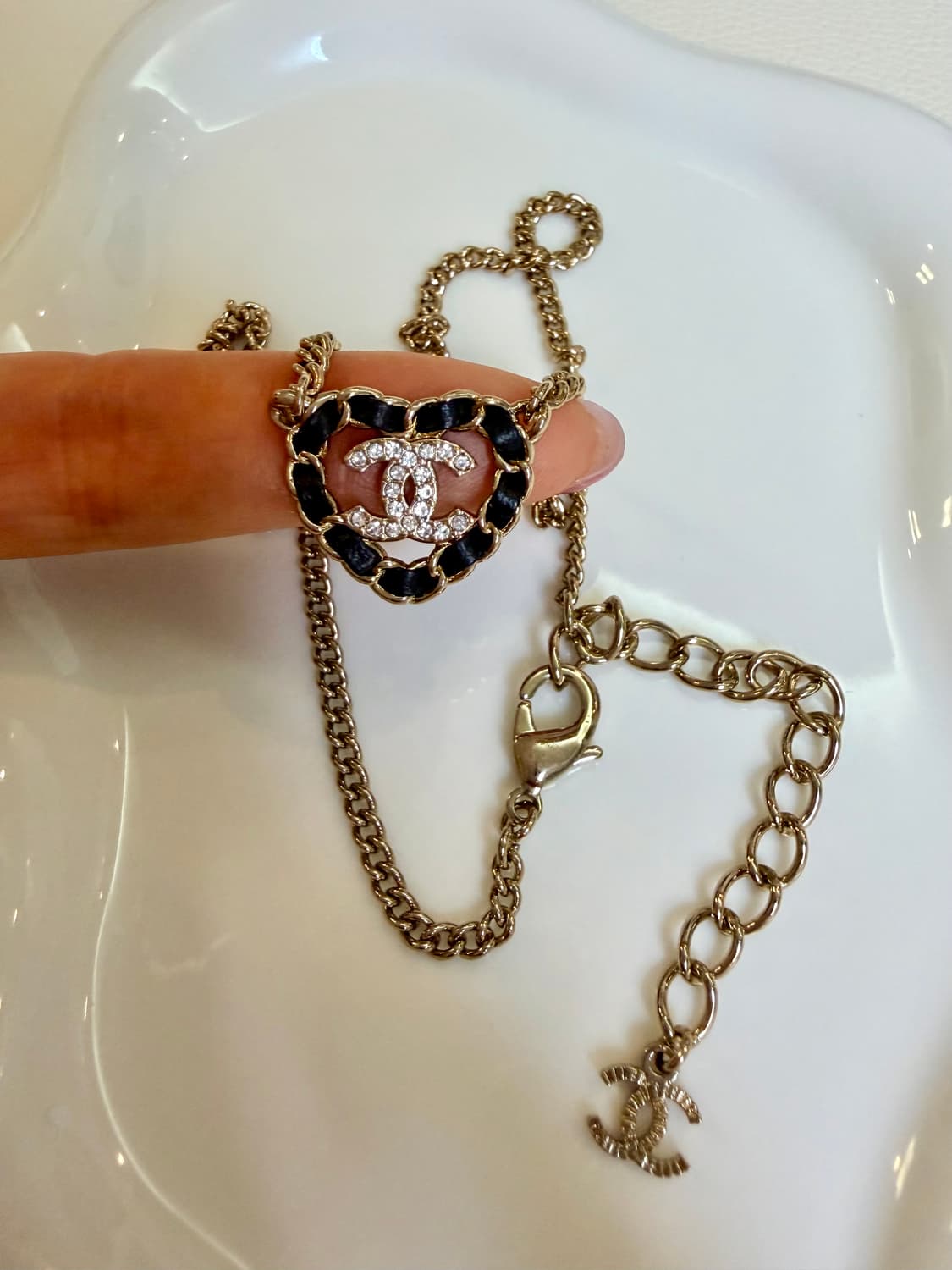 샤넬 가죽체인하트 체인목걸이 업사이클링 상품이미지3