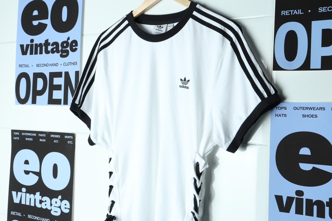 W(L-XL) 아디다스 반팔 티셔츠 불꽃 흰검 링거 셔링-H31853 상품이미지5