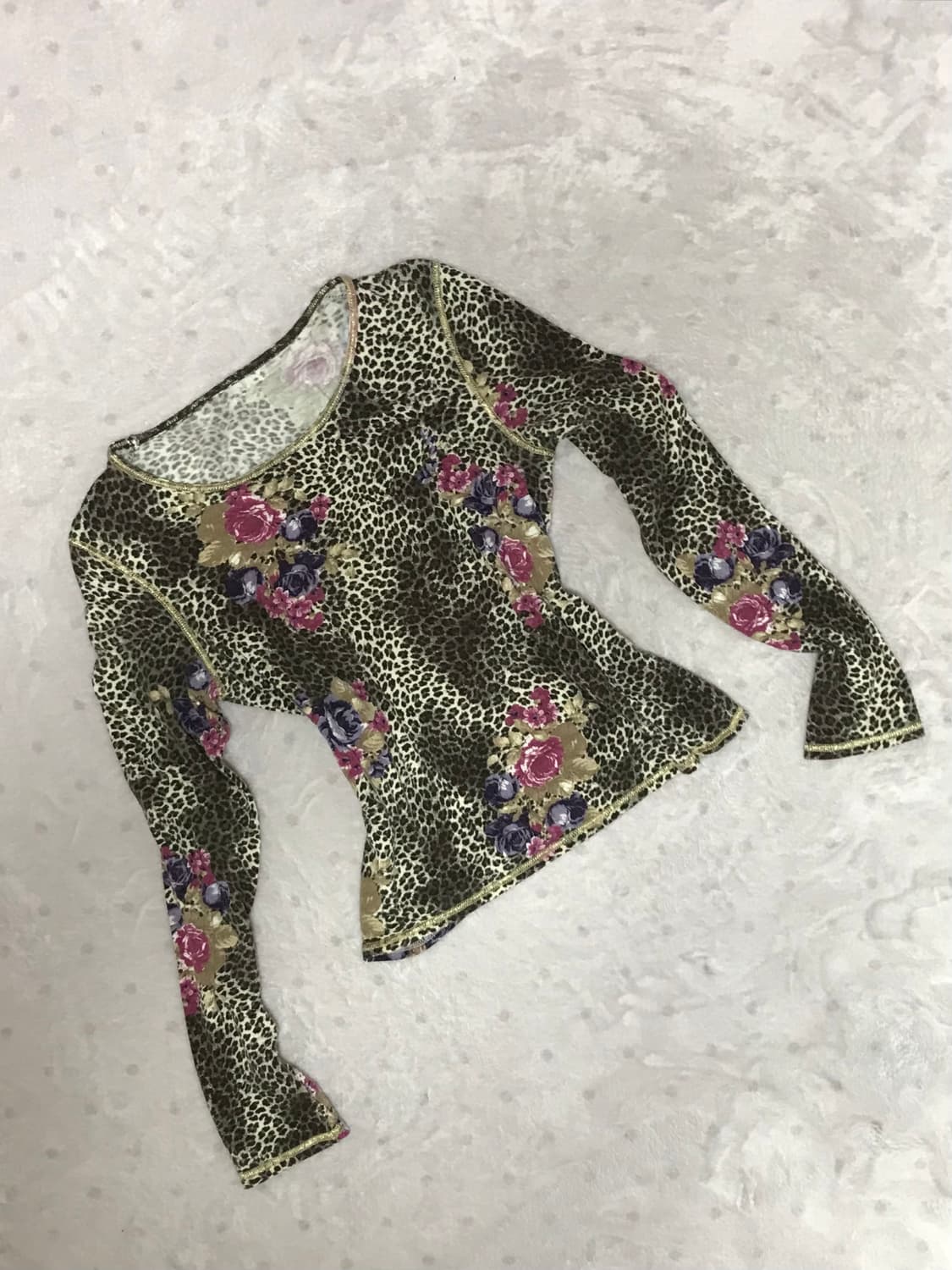 빈티지 장미 호피 대장 갸루 슬리브  상품이미지1