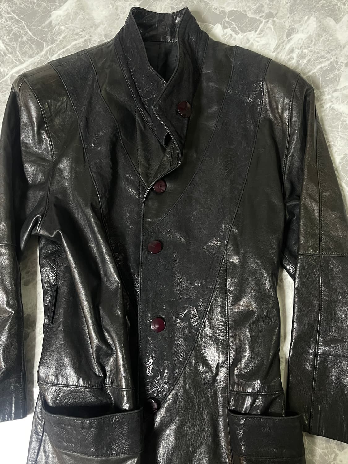 leather vintage pattern jacket 상품이미지3