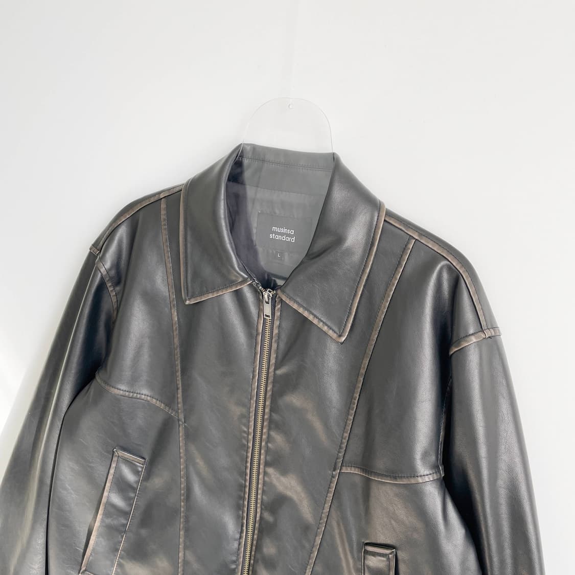 F2 무신사 스탠다드 페이디드 신세틱 레더 싱글 재킷 L사이즈 상품이미지2