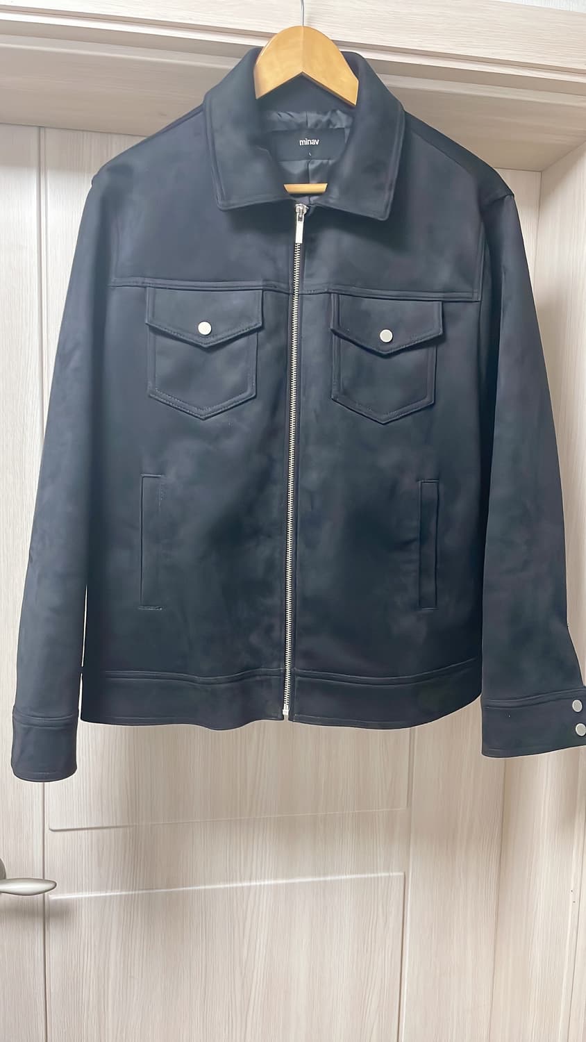 미나브 minav 블랙 스웨이드 블루종 자켓 L 사이즈 상품이미지3