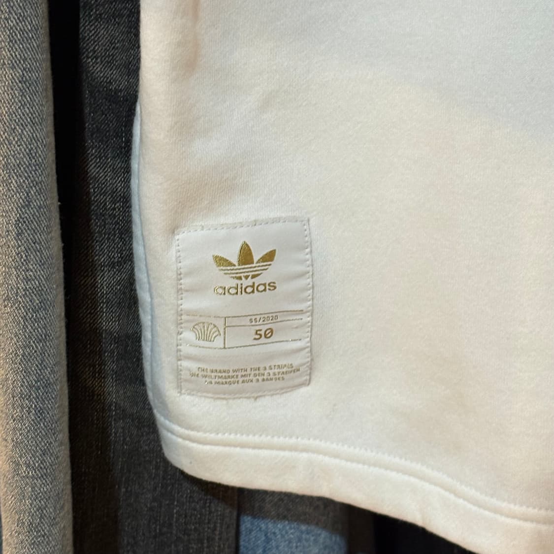 아디다스 흰/금 삼선 하프넥 기모 반집업 상품이미지5