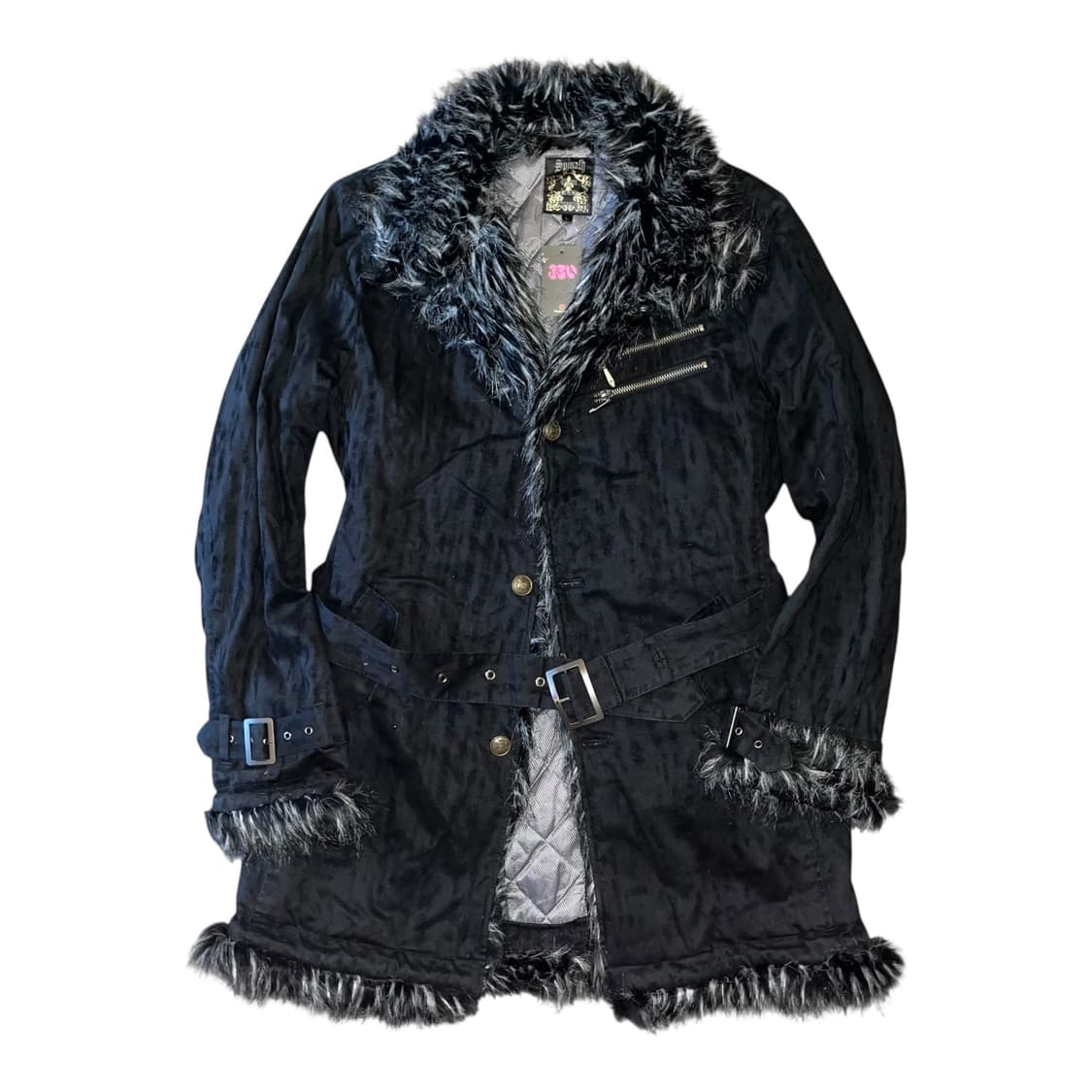 Spiralh 트리밍퍼 벨트 롱 자켓 펑크갸루y2k 상품이미지1