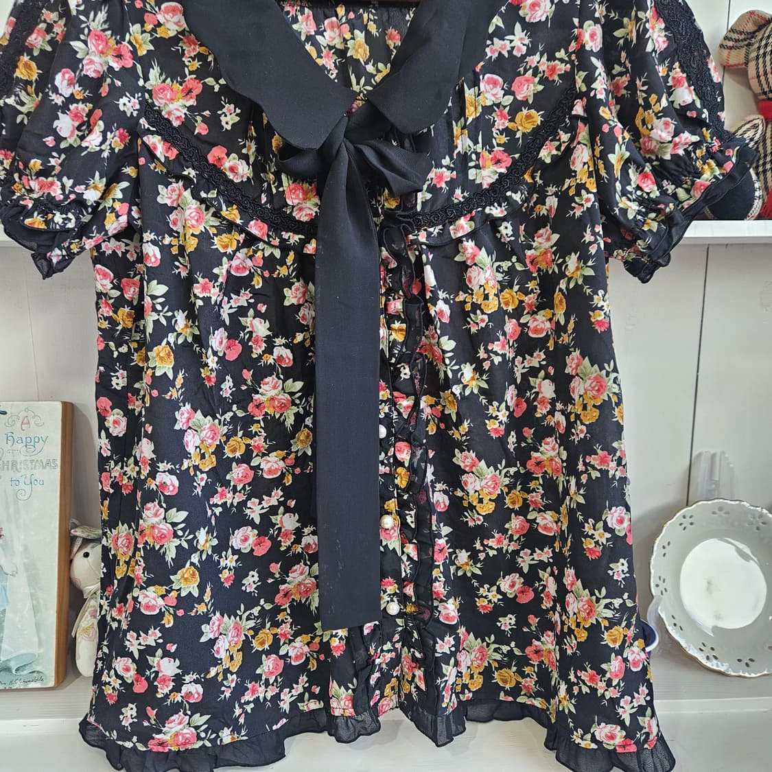 (Axes Femme) 플라워 리본 블라우스 상품이미지2