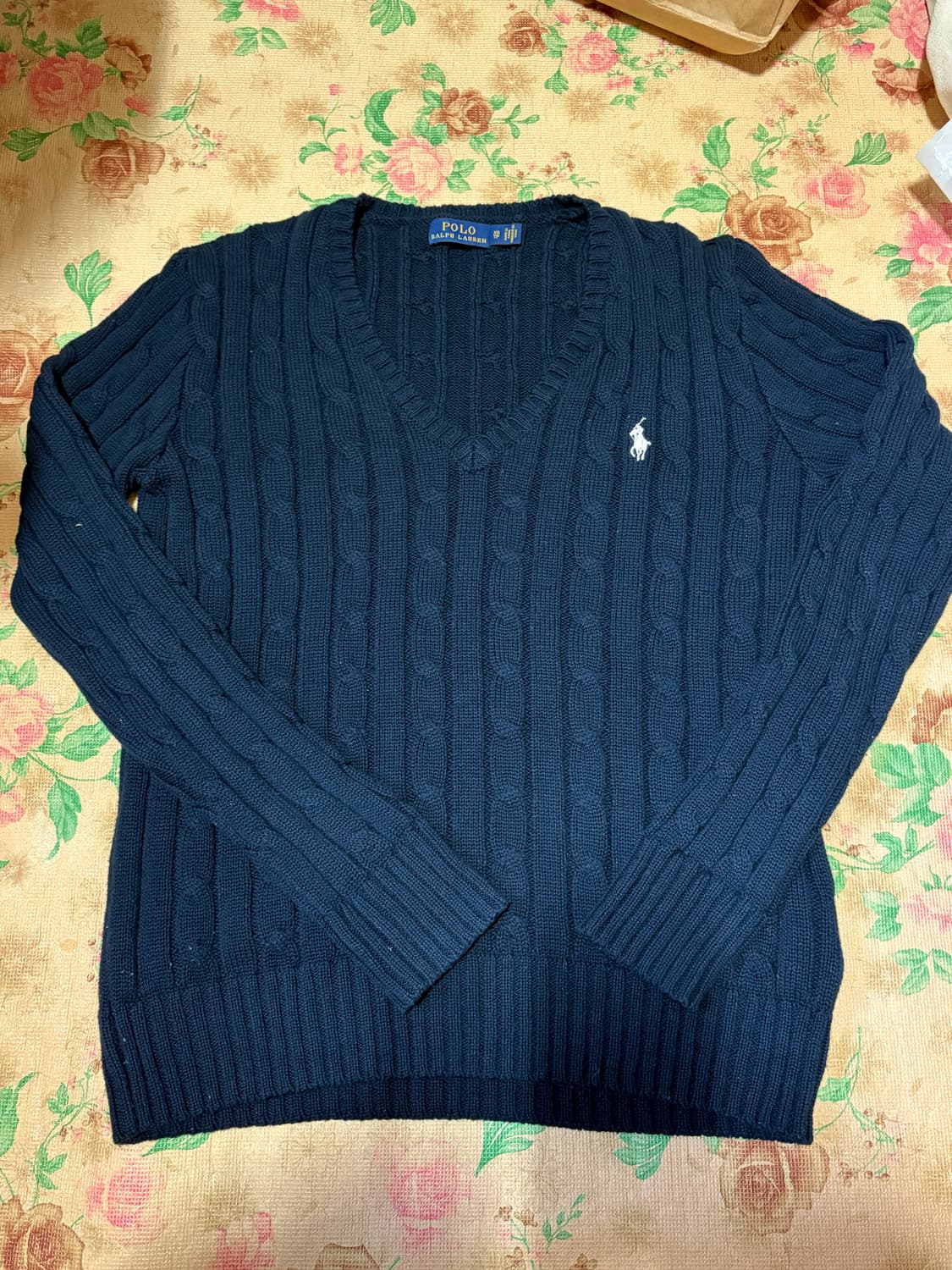 폴로 여성용 브이넥 니트 네이비 상품이미지2