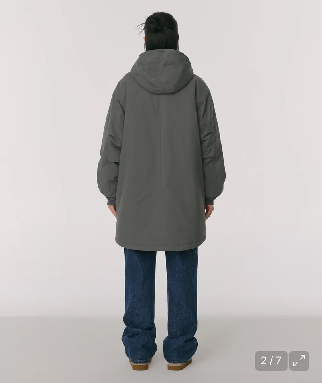 무신사 우먼즈 후디드 더플 패딩 파카 (카키 그레이) 상품이미지2