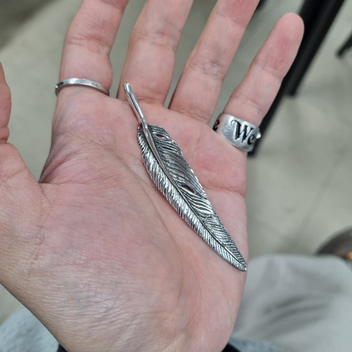 핸드메이드 실버 페더 팬던트 상품이미지1