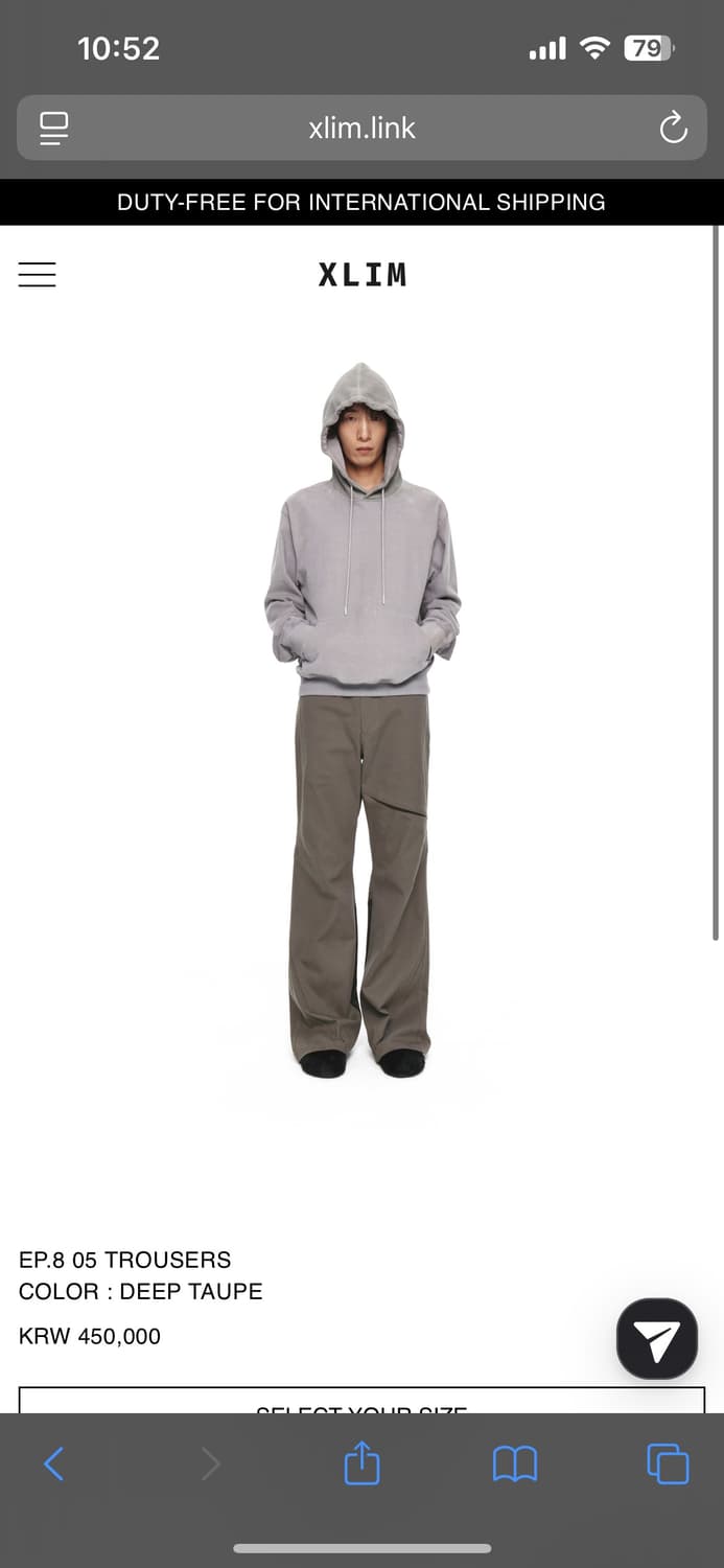 Xlim EP.8 05 TROUSERS DEEP TAUPE L사이즈 상품이미지1