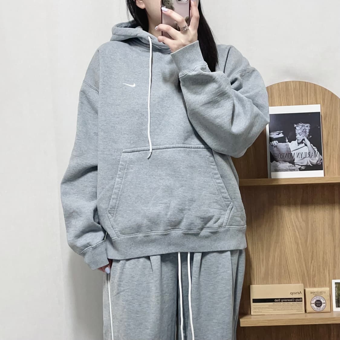 [정품] 나이키 그레이 스우시 기모 후드티 [ XL ] 상품이미지2