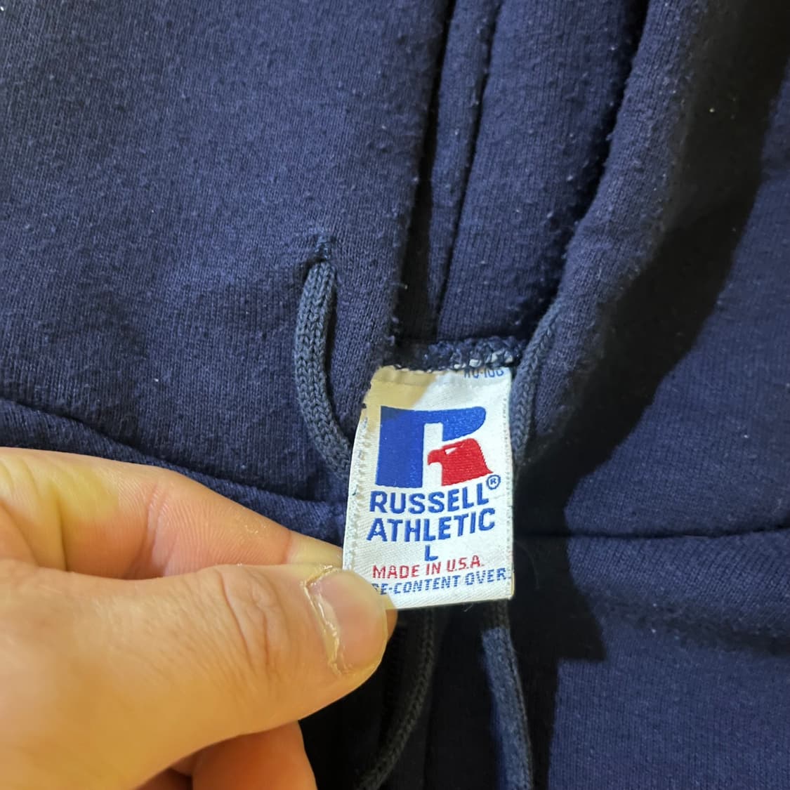 [L] 90s USA 빈티지 러셀 후드집업 네이비 상품이미지3