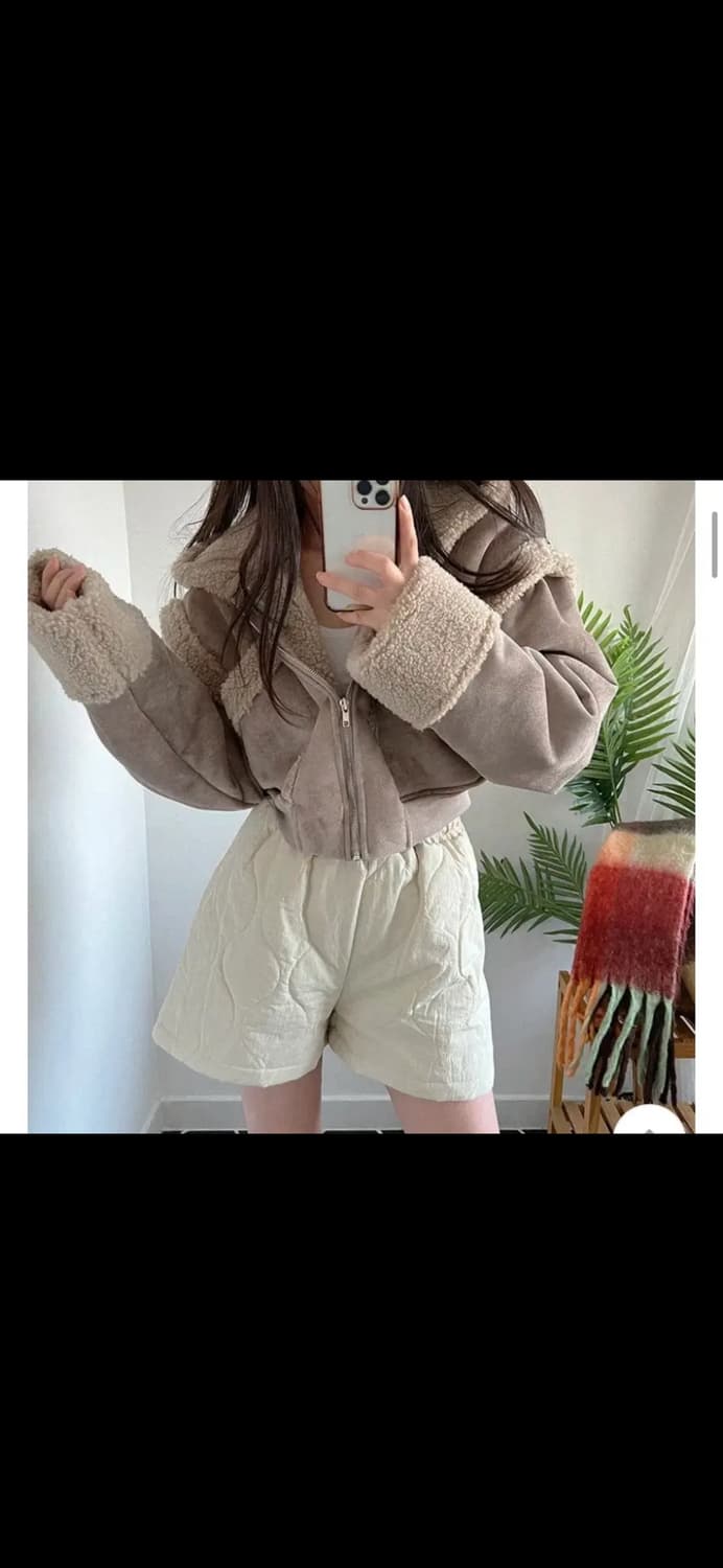 크롭 후드 무스탕 상품이미지1