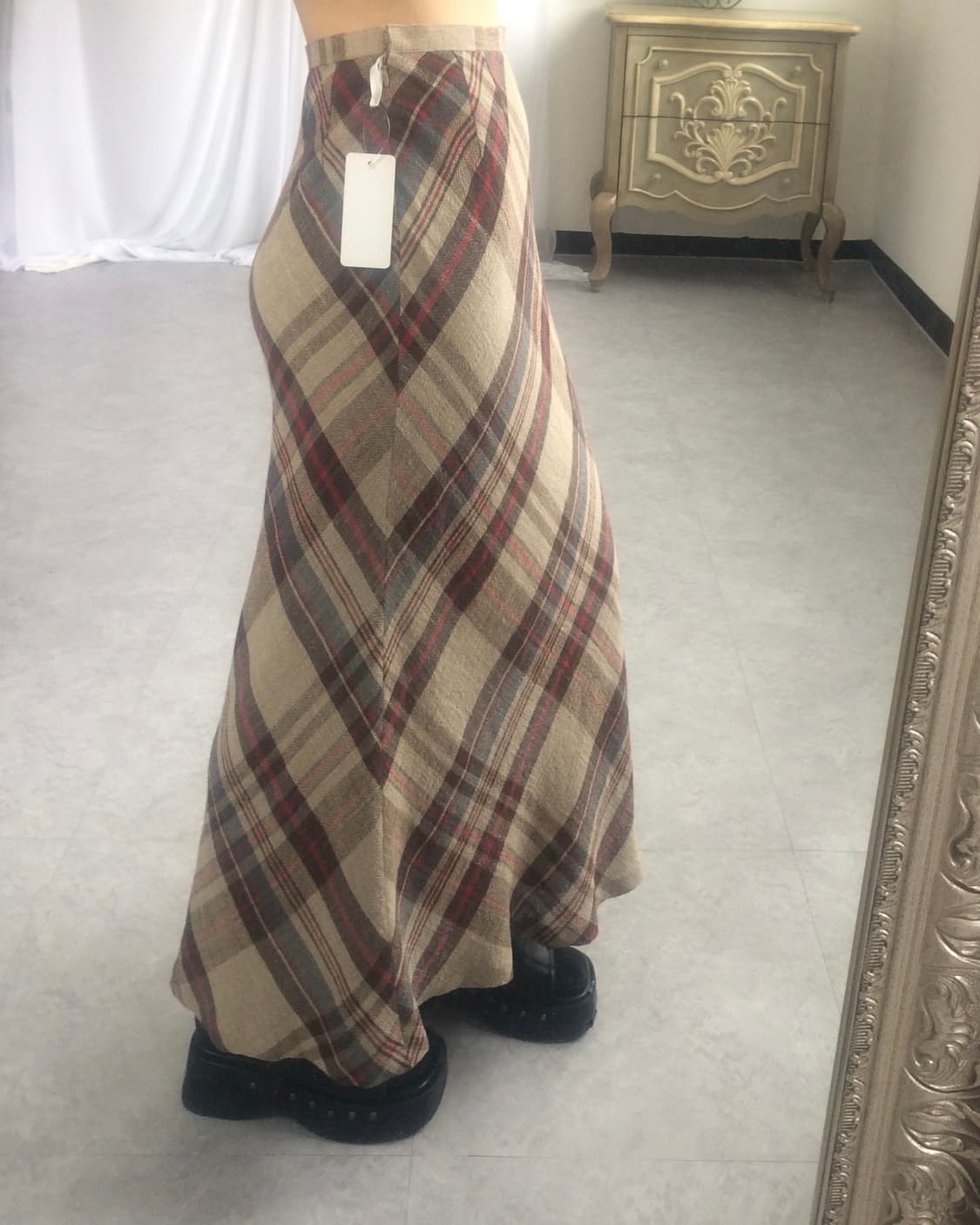 Check pattern long skirt 상품이미지7