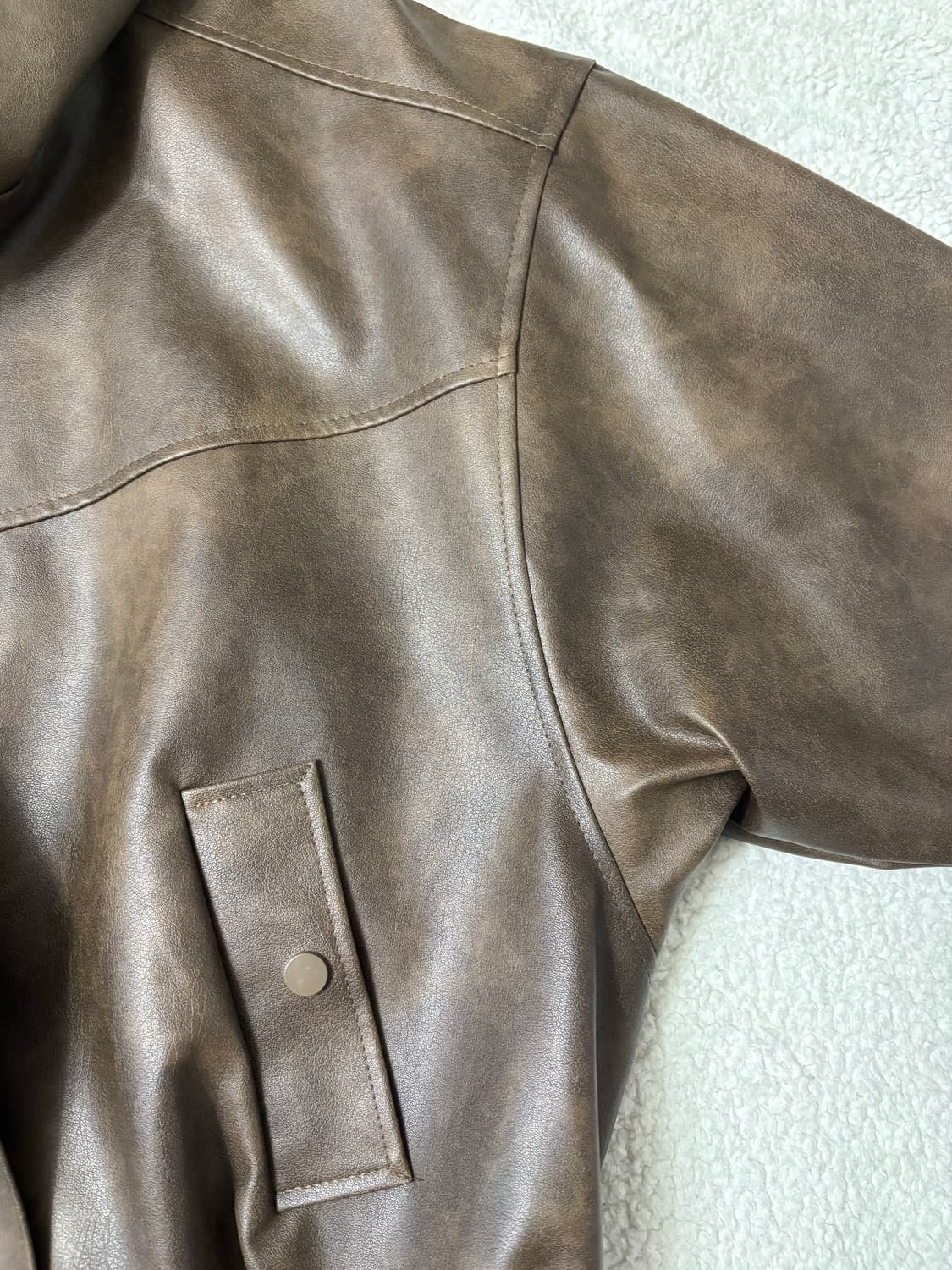 브라운 워싱 가죽자켓 상품이미지3