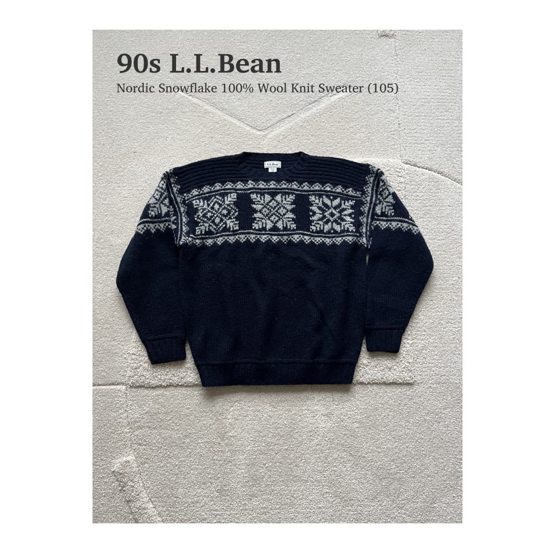 90s 엘엘빈 노르딕 스노우플레이크 100% 울 니트 스웨터 (105) 상품이미지1