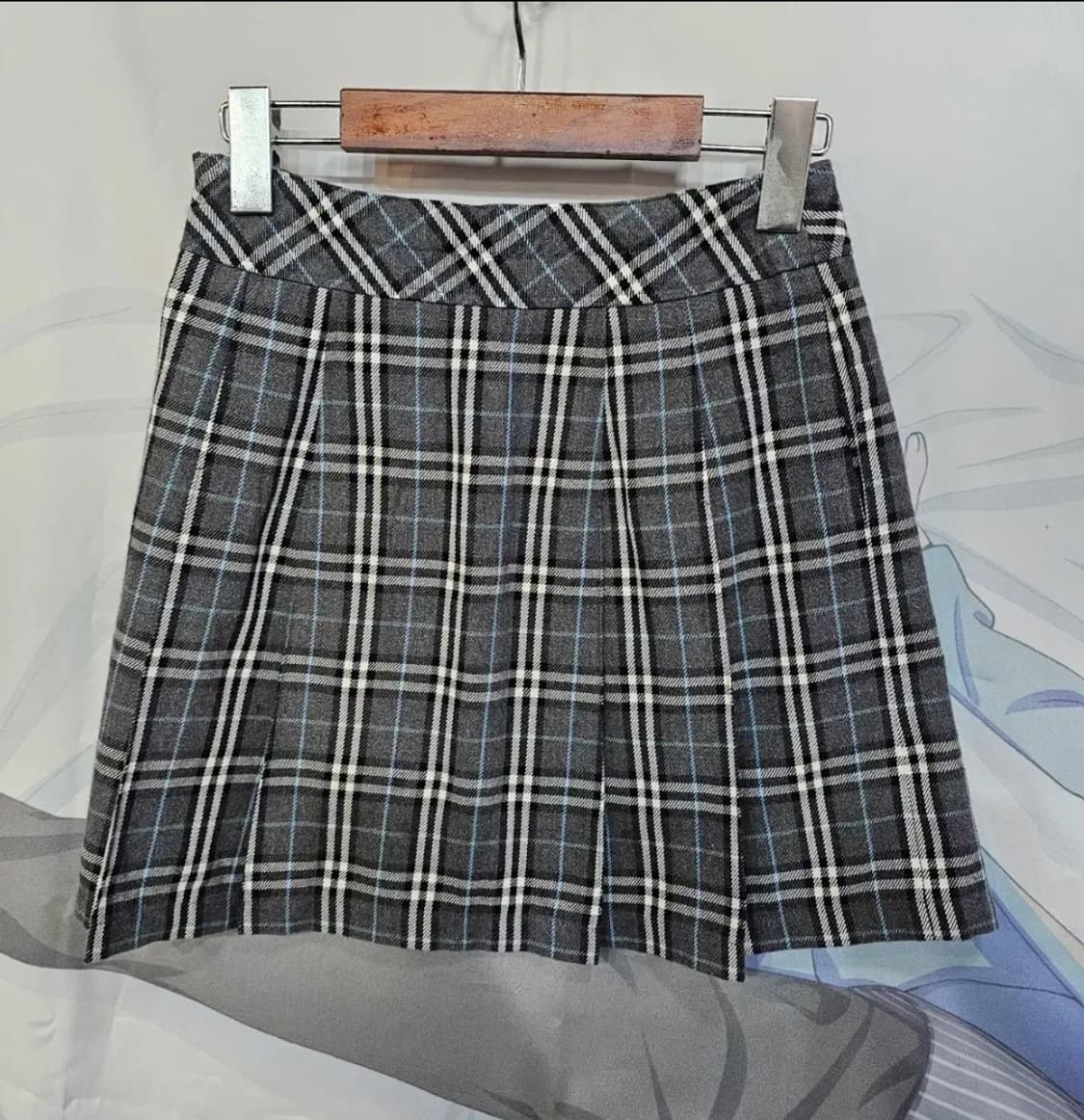 Burberry 버버리 런던 그레이 체크 아코디언 미니 스커트 상품이미지7
