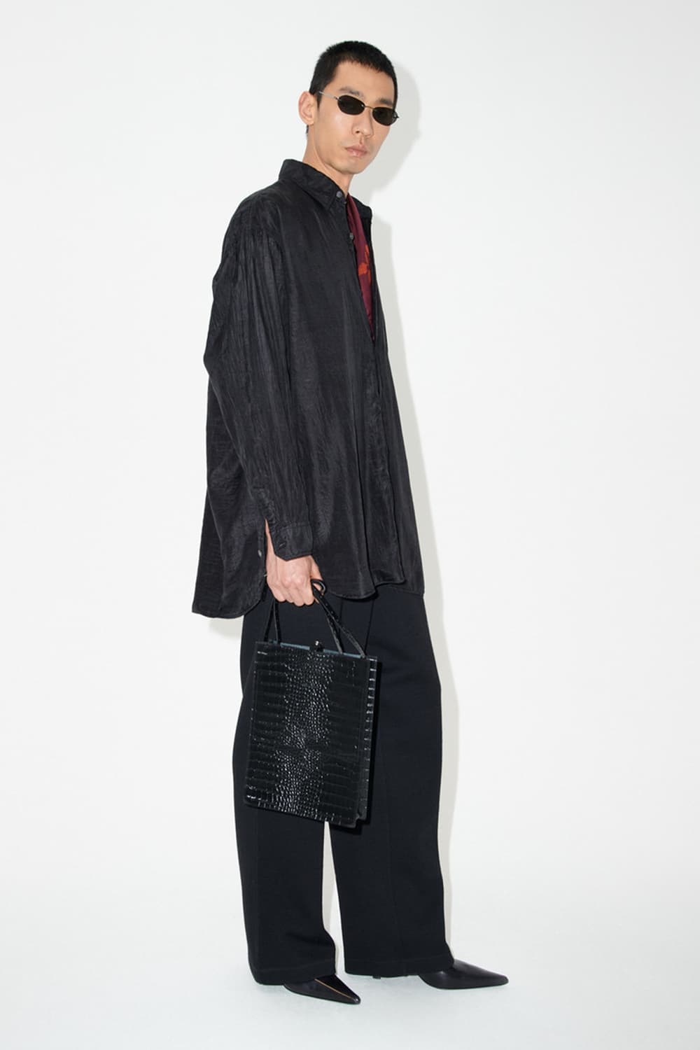 아워레가시 달링 셔츠 블랙 코튼 실크 36사이즈 상품이미지5