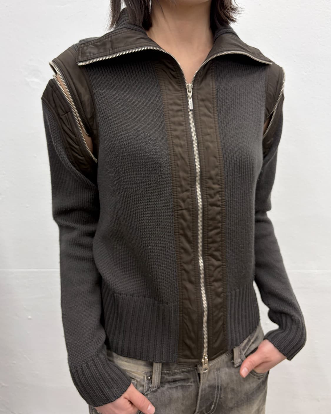 크리지아 디테쳐블 니트 집업 상품이미지4