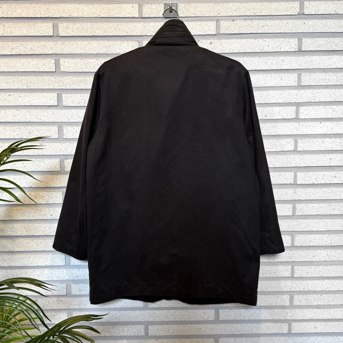 JPN VINTAGE 미니멀 풀집업 레인코트 파카 몰스킨 디테일 블랙 상품이미지2