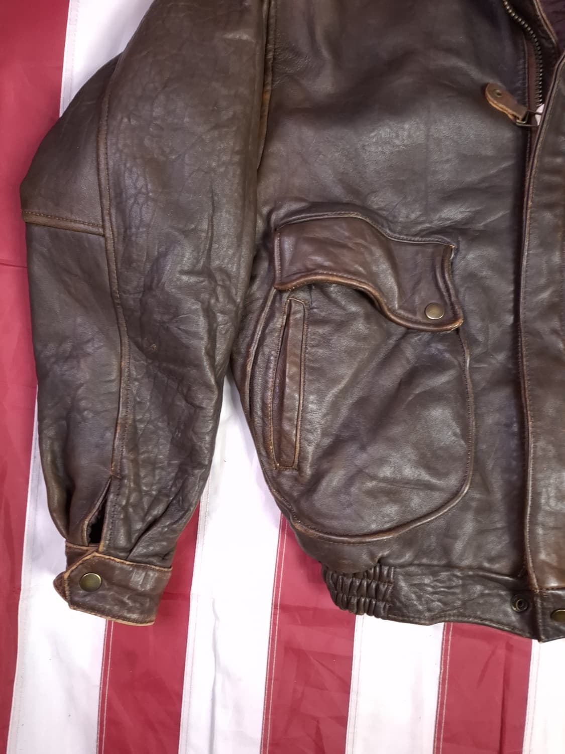 90's 국내산 일본판 빈티지 B-7 리얼레더 항공자켓 상품이미지8