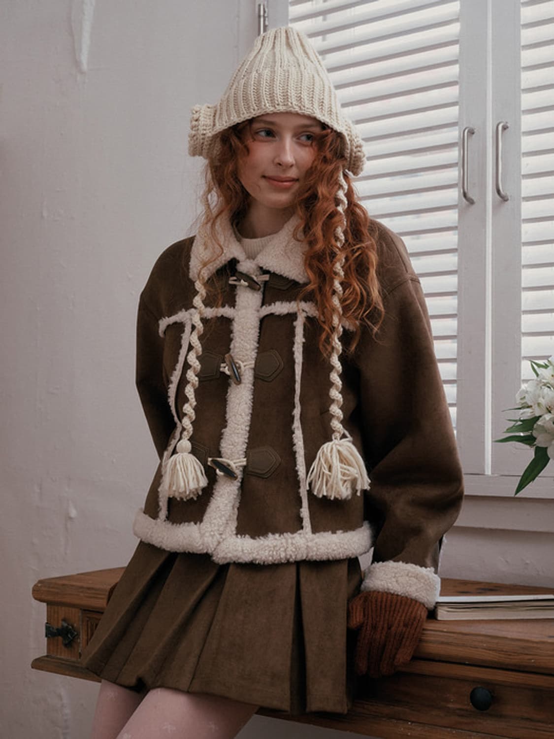 던드롭 러블리 무스탕 자켓 다크베이지 양도 상품이미지3