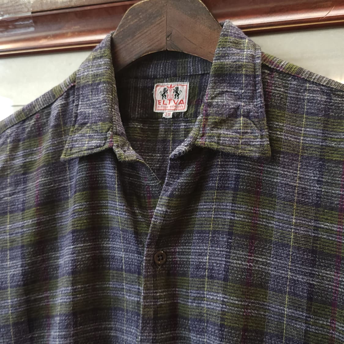 60s 프랑스 워크셔츠 플란넬 셔츠 가드너 빈티지 셔츠 튜닉 셔츠 퍼플 상품이미지8