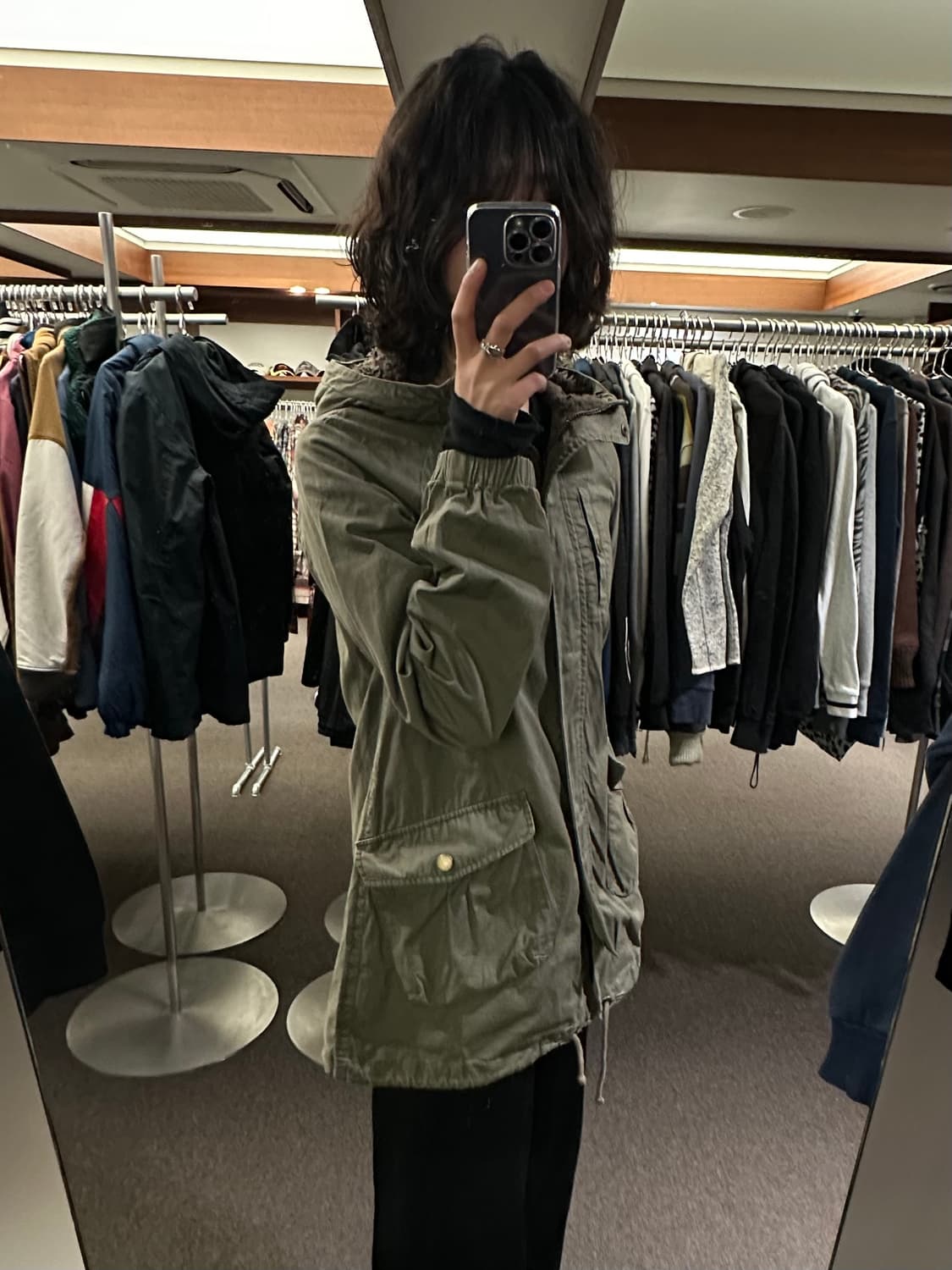 OS)INGRID 빈티지 여성 플리스 후드 야상 자켓 상품이미지2