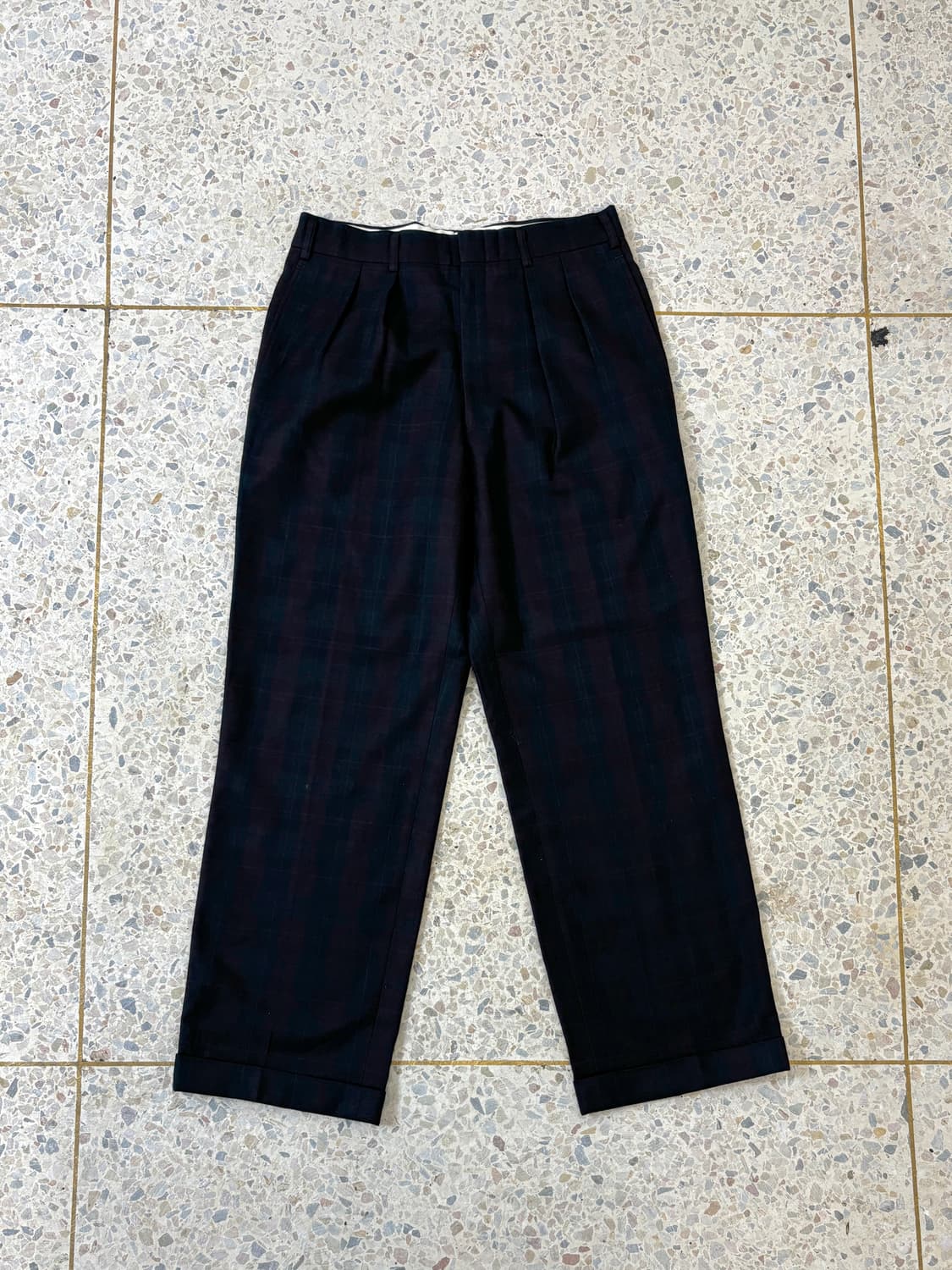 90‘s BURBERRY 체크패턴 투턱 슬랙스 상품이미지4