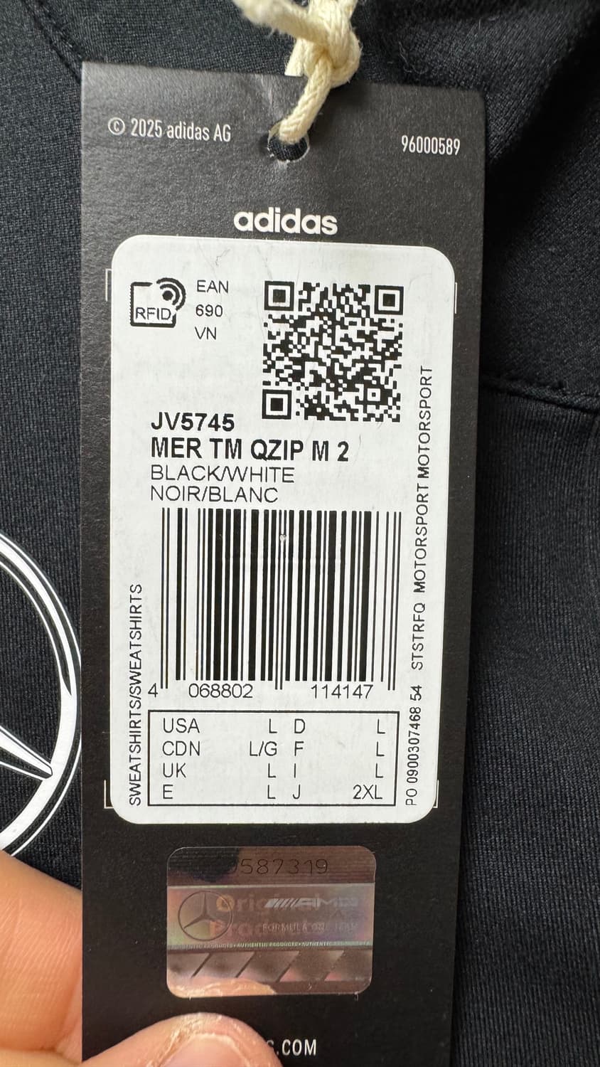 아디다스 메르세데스 AMG F1 쿼터집 블랙 스웨트셔츠 XL 상품이미지5
