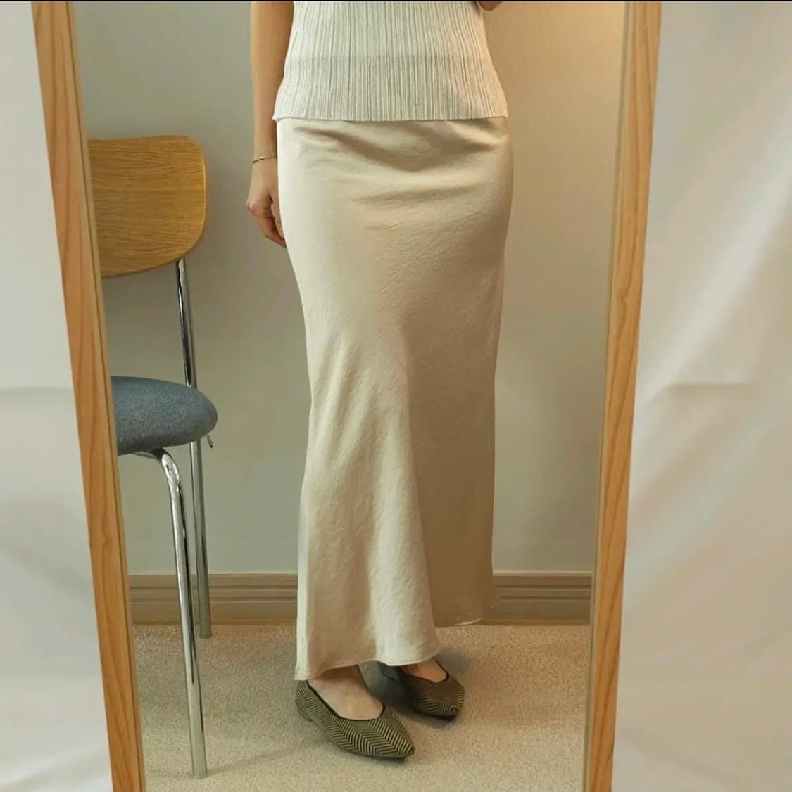 (M/새상품)ORR 오르 여성 새틴 릭 스커트 밴딩 상품이미지2