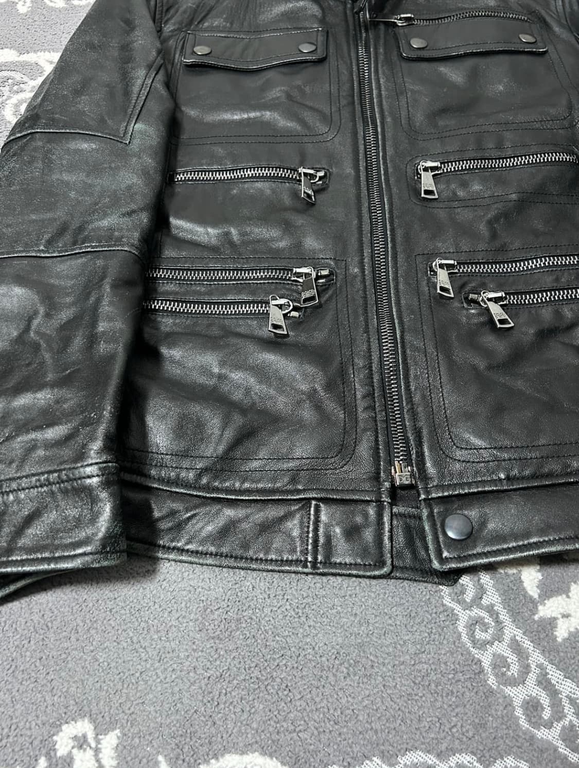 돌체앤가바나 00's 아카이브 멀티 짚 모토 레더 자 켓 상품이미지4