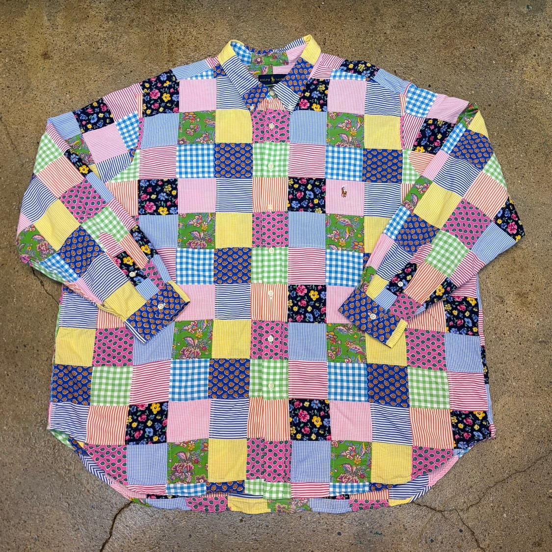 새상품급 미국 빈티지 폴로랄프로렌 패치워크 빅사이즈 오버핏 셔츠 상품이미지1