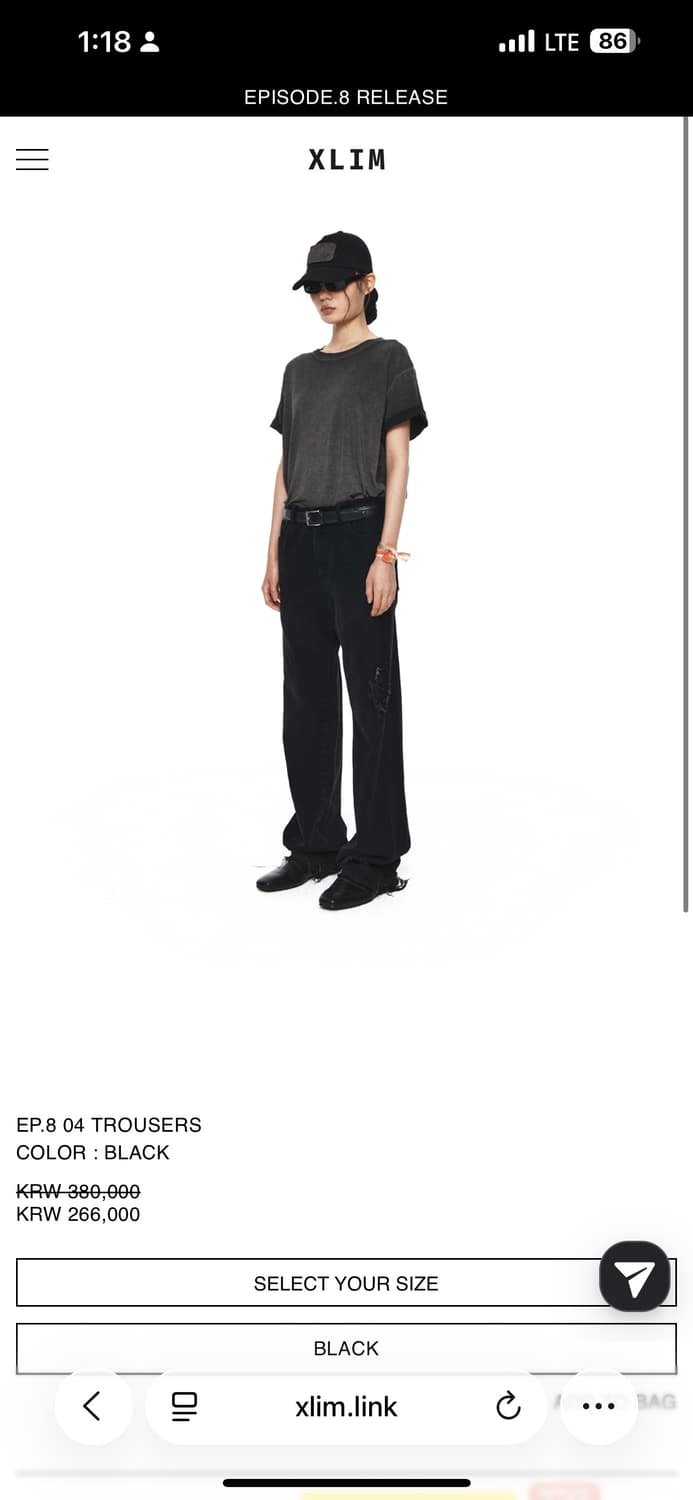 Xlim ep8 04 trousers black (M) 상품이미지4