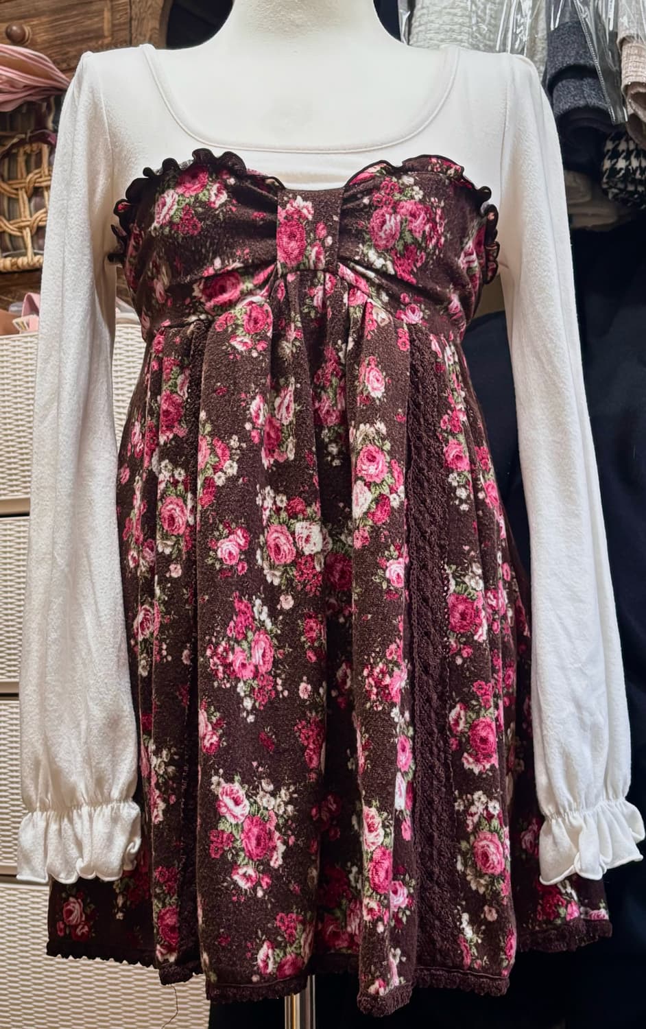 리즈리사 빈티지 히메갸루 초코딸기맛 로걀 프릴 레이스 미니원피스 상품이미지8