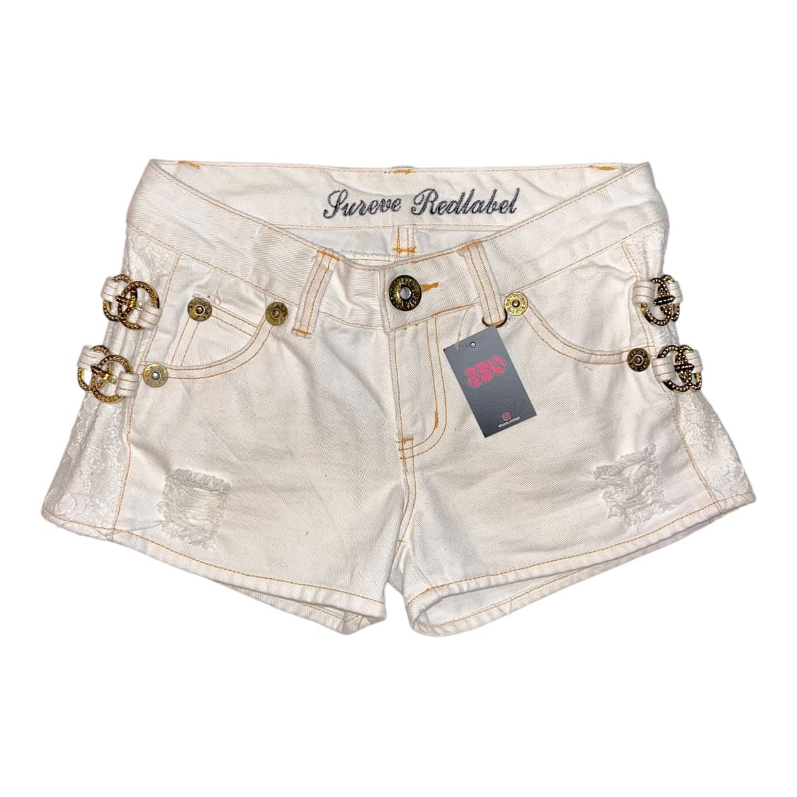 화이트 사이드레이스 링 숏팬츠 갸루y2k 상품이미지1